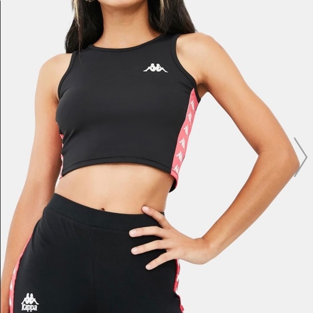 Kappa 222 Banda Atvan Skin Fit Crop Top Black Pink